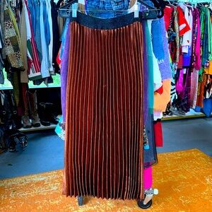 New York & Company Bronze Pleated Midi Skirt